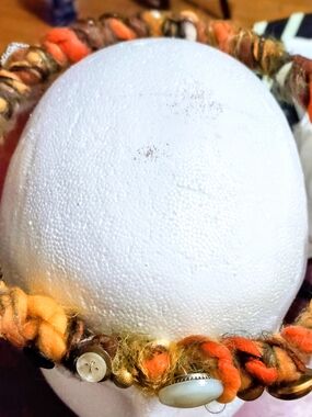 Handmade Braided Orange, Brown, Gold Yarn Crown